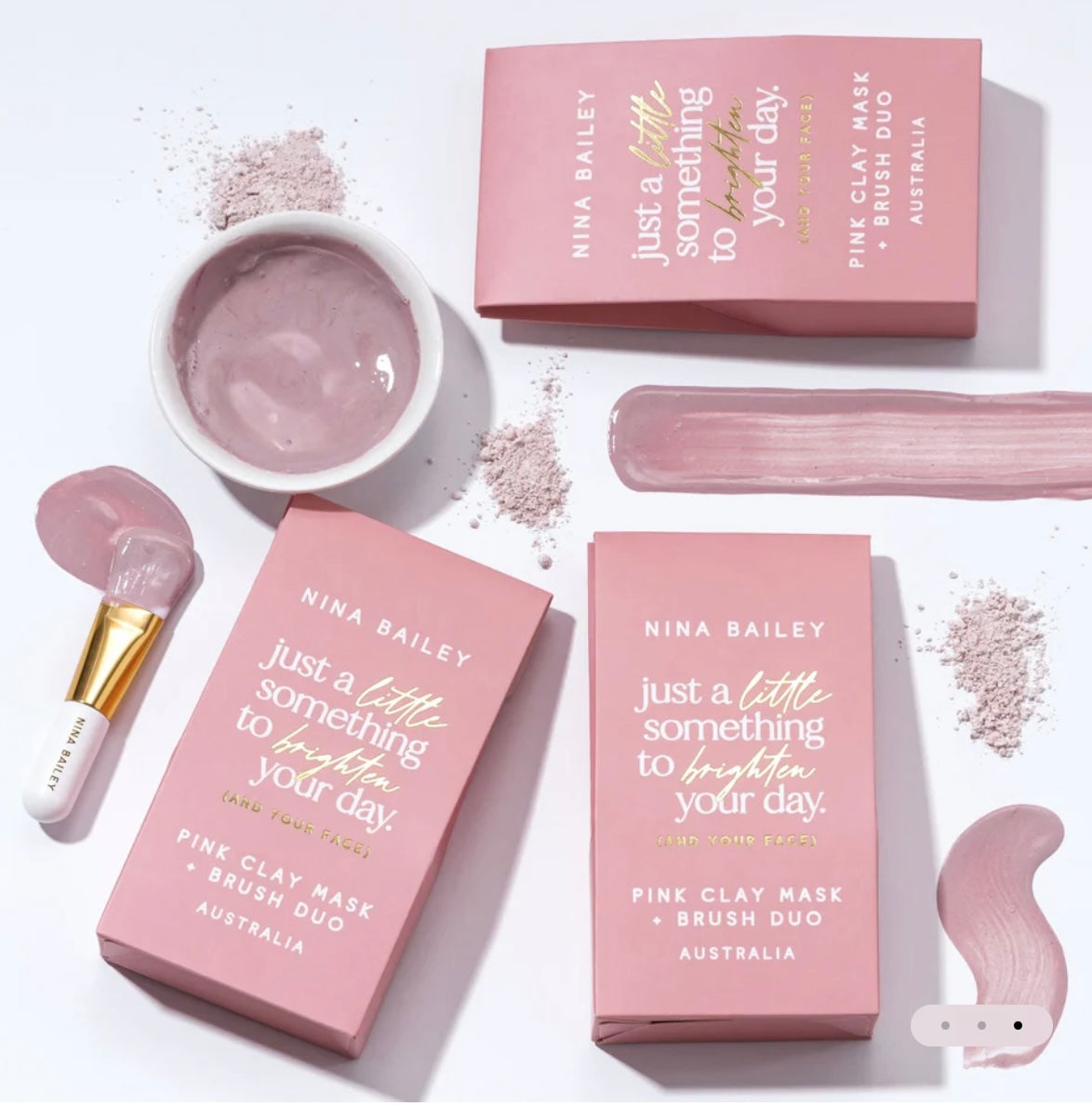 Pink clay mask & brush duo