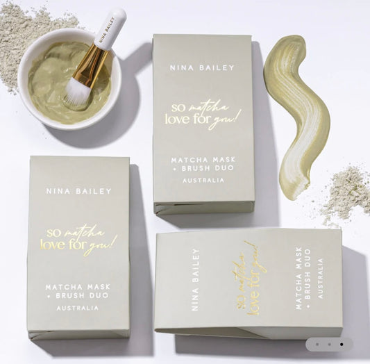 Matcha clay mask & brush duo